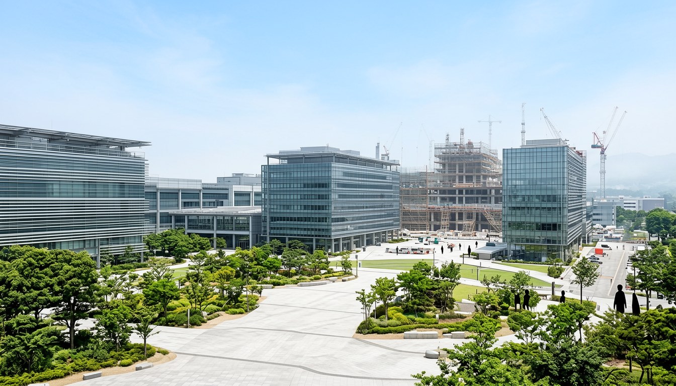 台北北士科科技園區嘅在建商廈示意圖