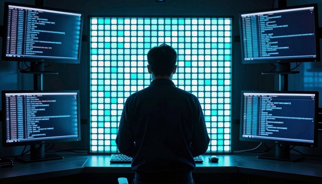 示意圖：AI 模型輔助安全掃描，程式碼流經防火牆，最後由人審批