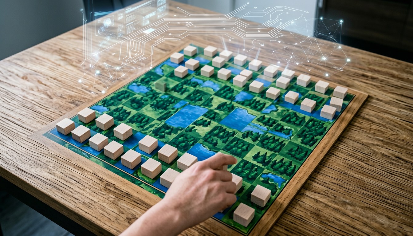 Stratego棋盤，棋子身份部分隱藏