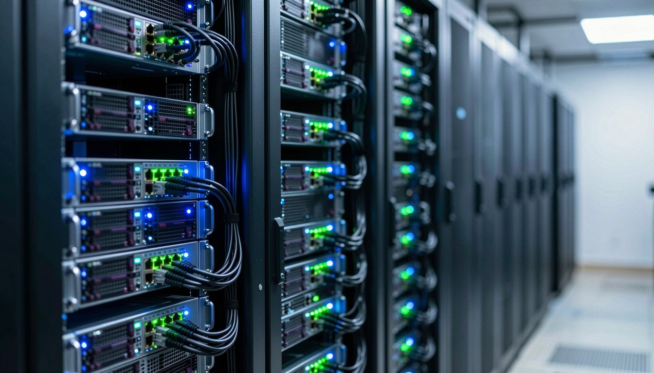 資料中心伺服器機房，代表 AI API 服務運行基礎設施