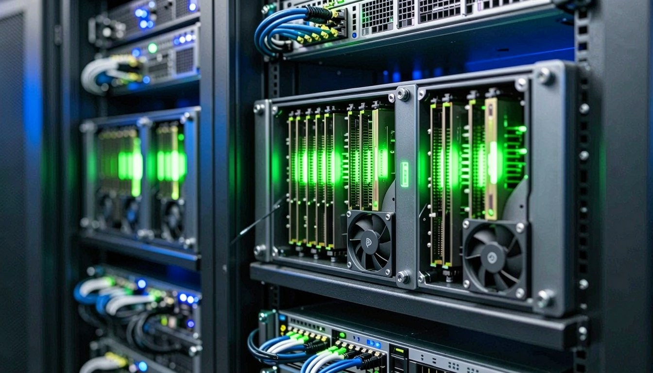 幾台 NVIDIA DGX Spark 單機伺服器並列喺機房，示意八節集群部署