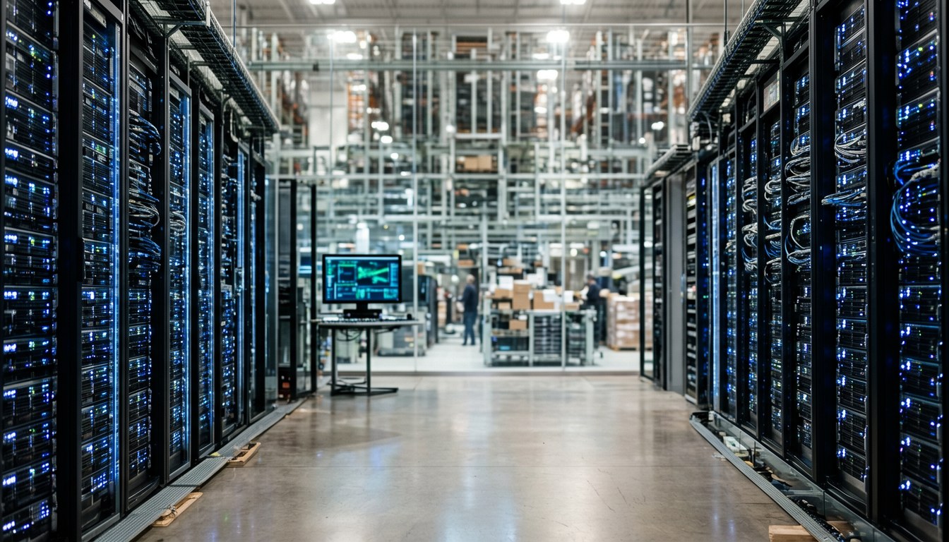 示意圖：多代理 AI 系統處理貨運票據對帳異常嘅抽象畫面，無真人出現