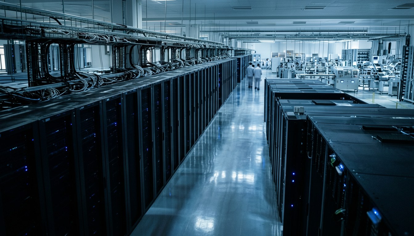 AI數據中心伺服器機房示意圖