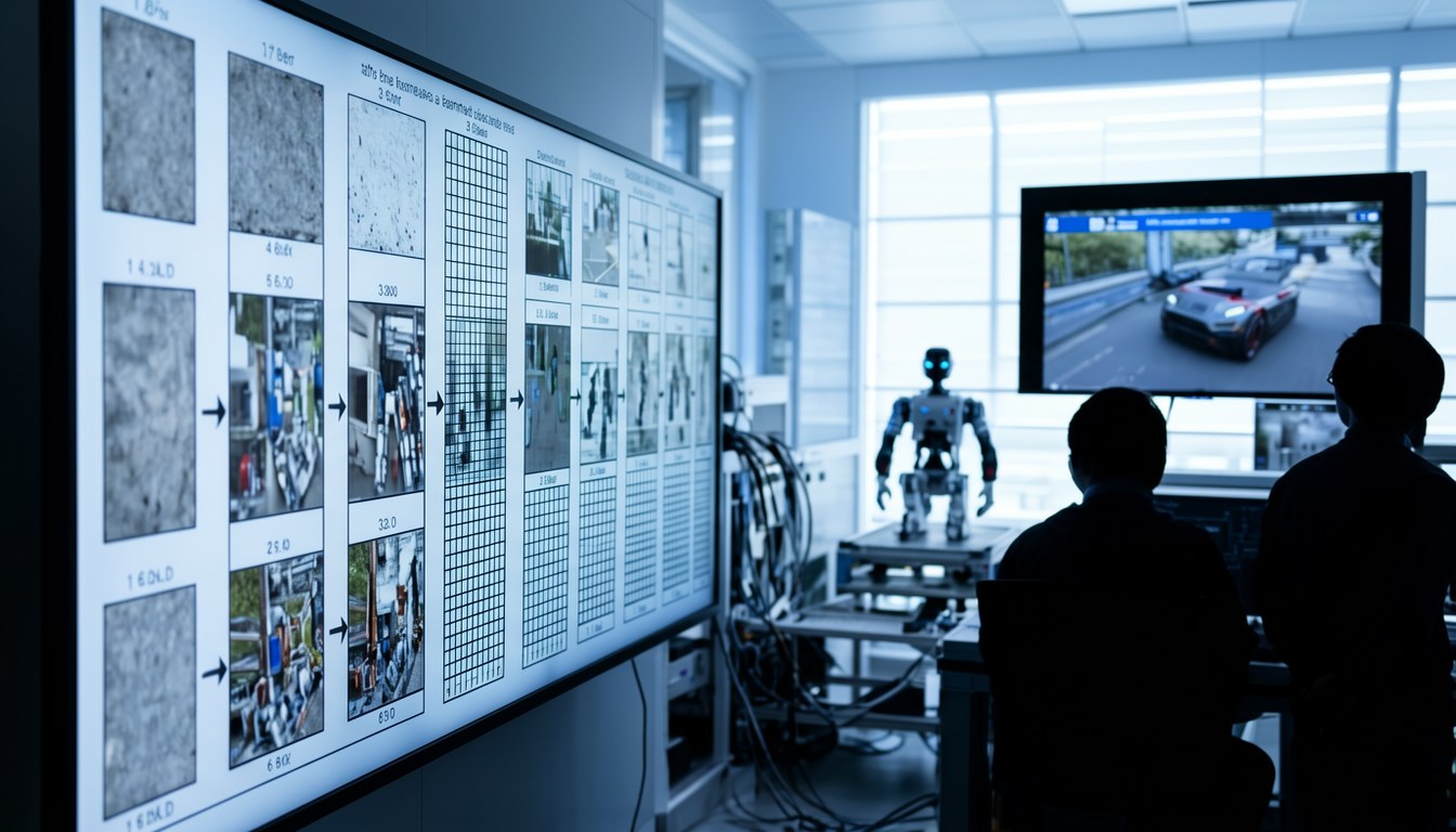 AI 實驗室示意圖：GPU 伺服器同數據流