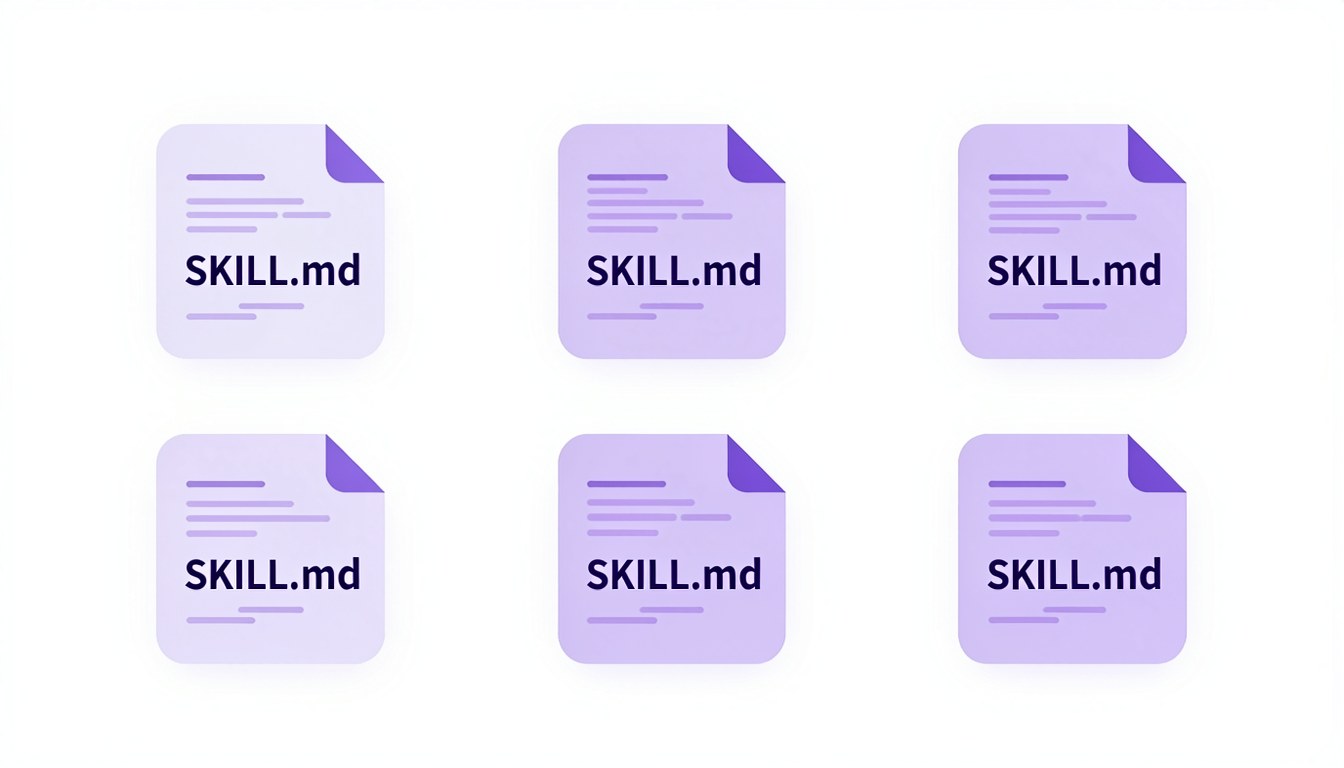 MCode Stack 開源 repository 示意圖，展示 17 個 SKILL.md 技能文件