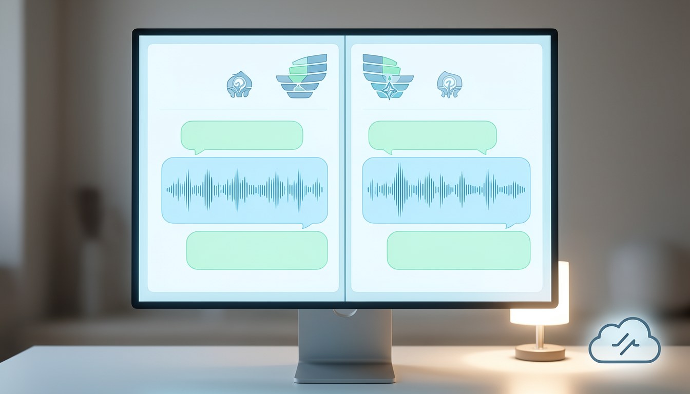 Perplexity Mac app 語音模式介示意圖，顯示語音波形