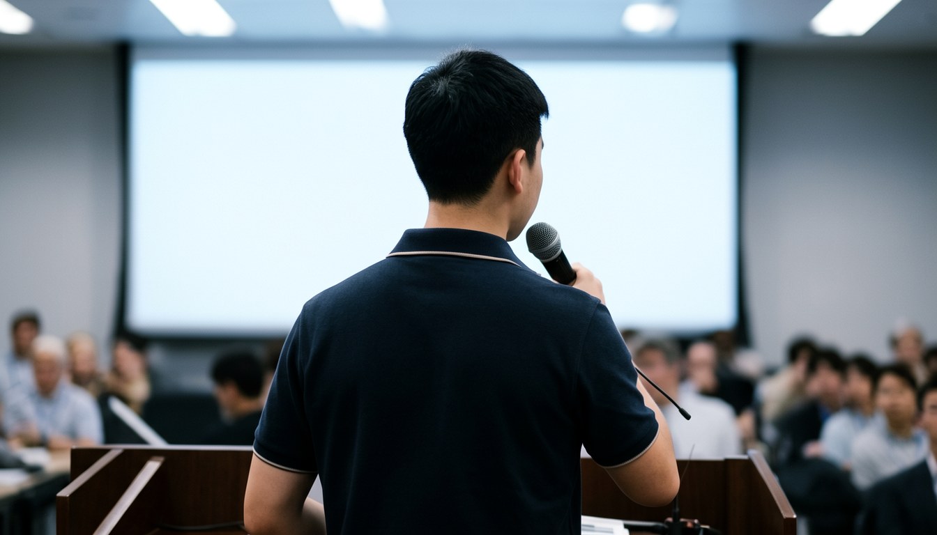 示意圖：一名研究人員離開辦公室，面對不確定嘅未來。