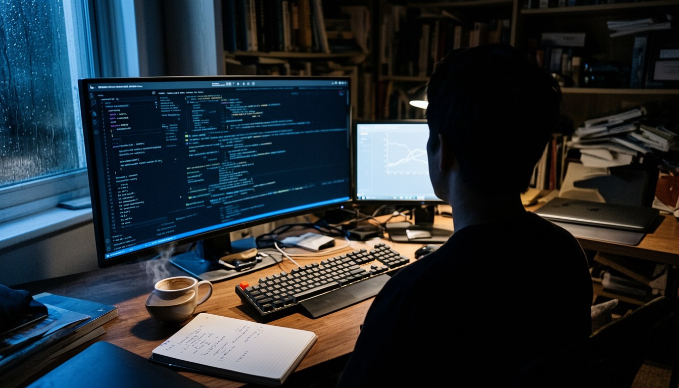 Ollama 雲端服務示意圖：一組模糊化嘅伺服器機櫃，無文字
