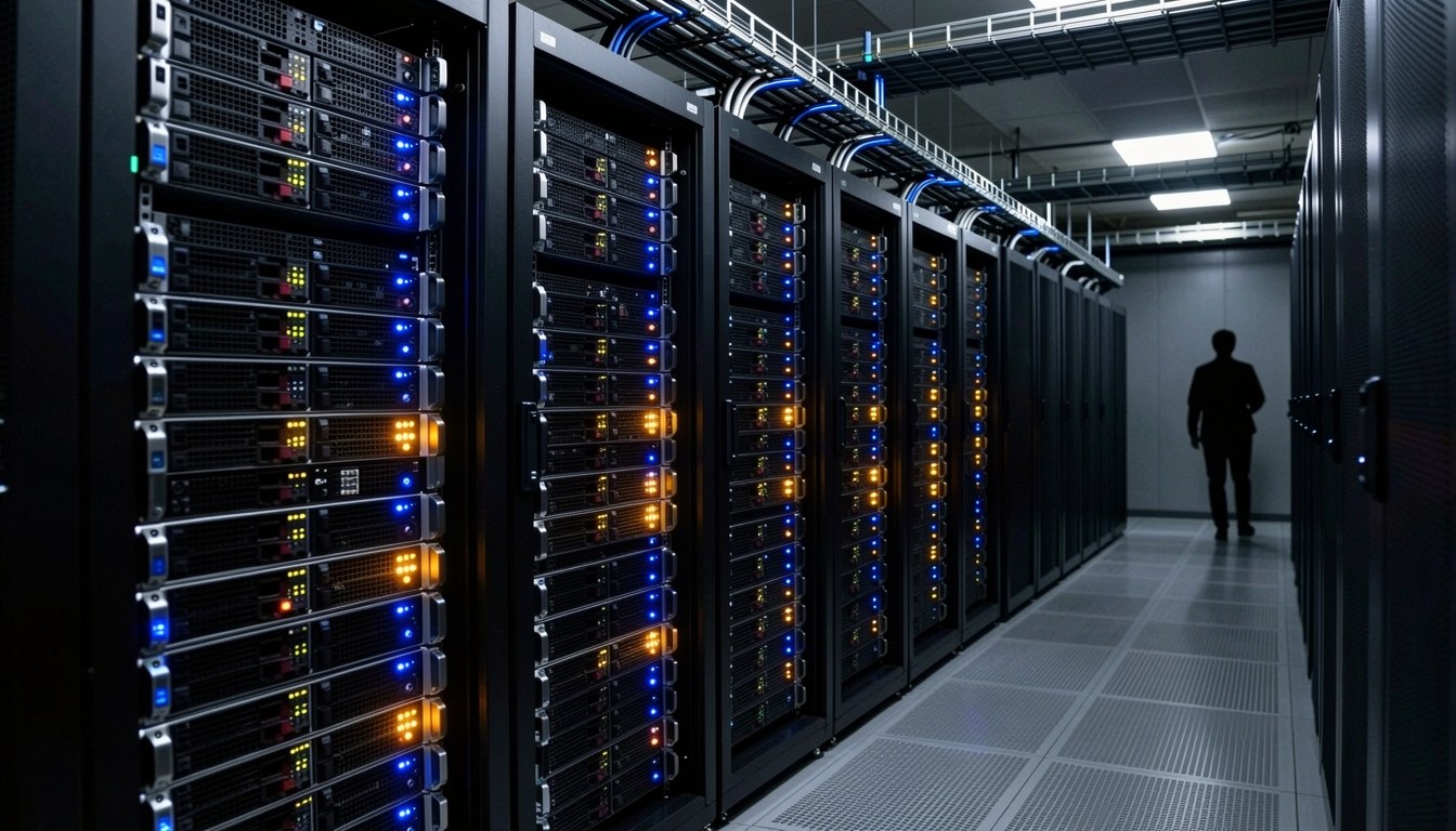 數據中心 GPU 伺服器機櫃（示意圖）