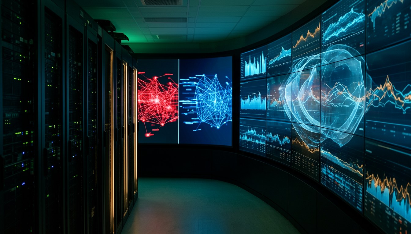 示意圖：大型伺服器機房，代表國家資安防禦基礎設施