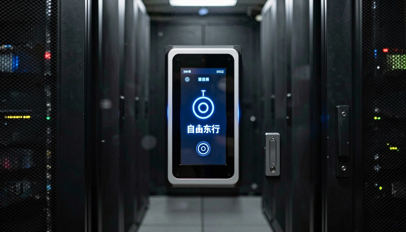一個隔離嘅數據中心機房入口，示意圖。