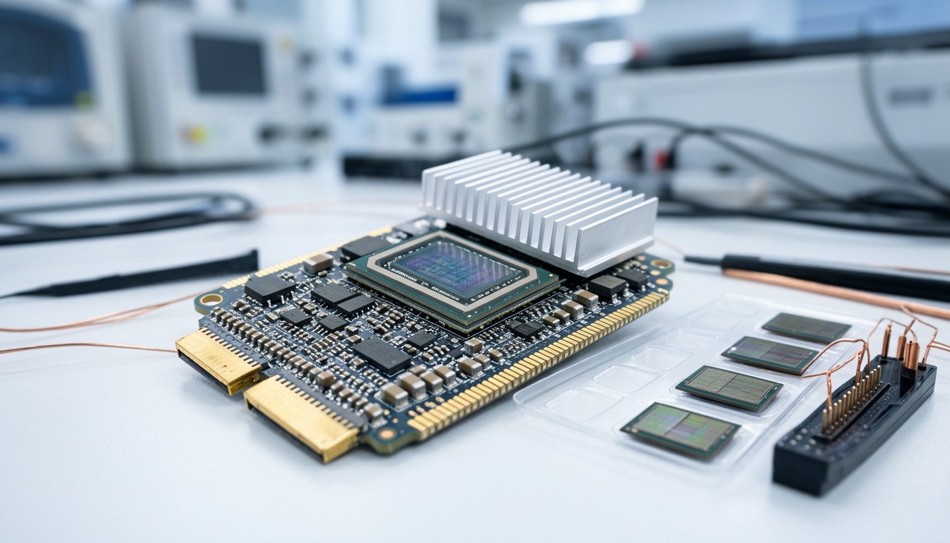 端側 AI 計算模組安裝喺電路板上，喺實驗室環境中