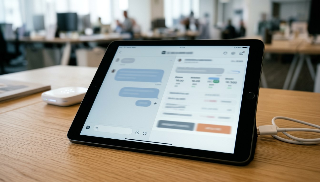 iPad 顯示 AI 助理 Muse 介面，旁邊排列多個軟件及零售商 connector 圖示，示意 AI agent 替用戶執行跨平台任務。