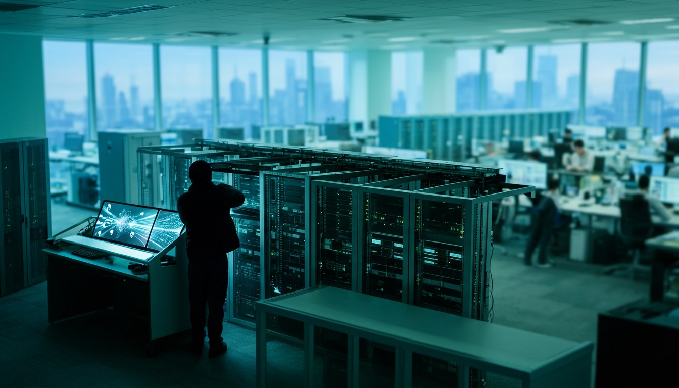 示意圖：視覺編碼器模型架構圖同伺服器機房（非實景）