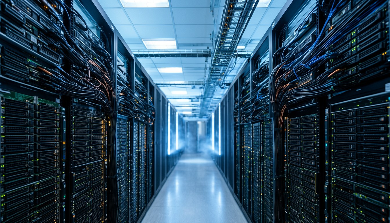 數據中心入面排列緊嘅企業級存儲伺服器及 SSD 模組
