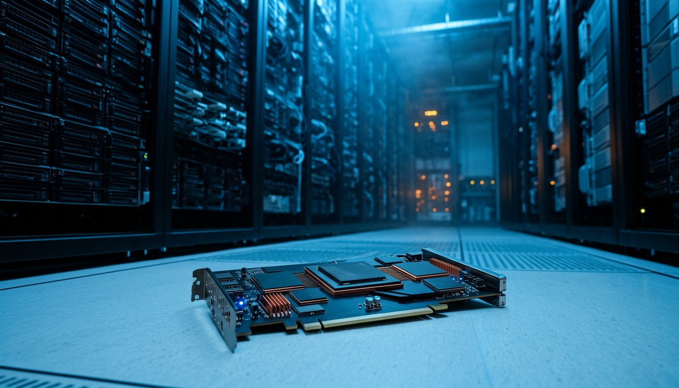 資料中心 GPU 伺服器機架（示意圖）